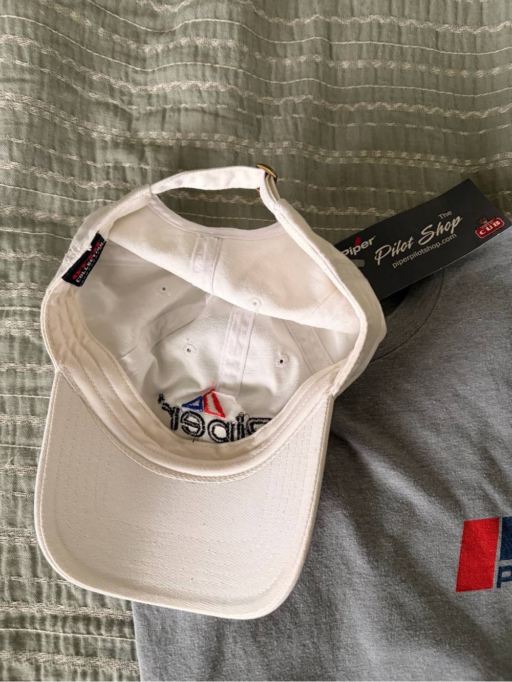 Piper Aircraft Logo Gray T-Shirt + White Embroidered Hat Aviation Set - Picture 2 of 4